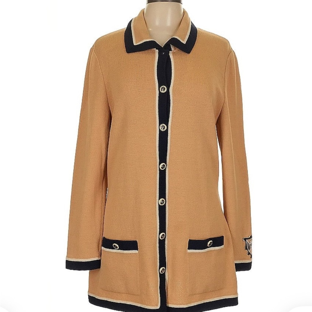 Vintage St. John Tan and Black Blazer with Classic Design